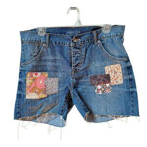 London Jeans womens Denim Patchwork Shorts Size 8, Boho Fashion